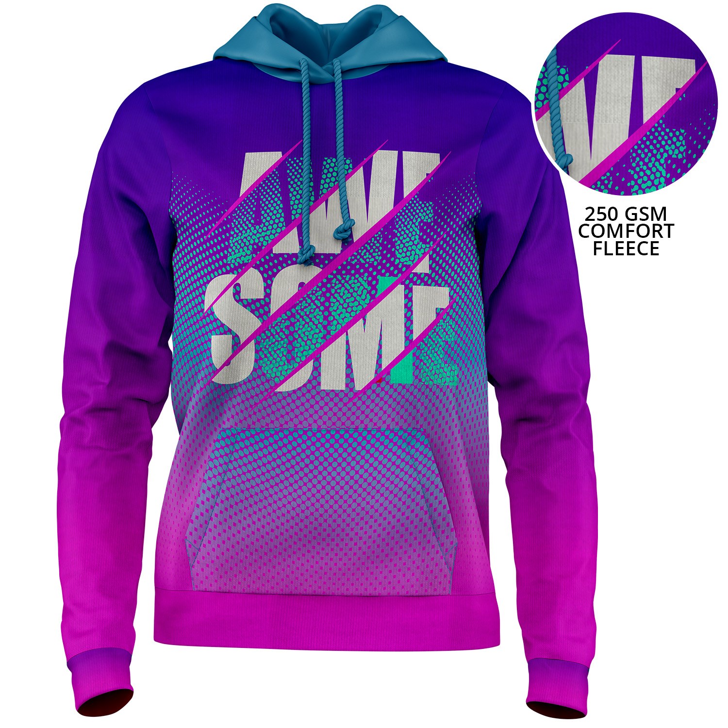 Women's 250 GSM lightweight Comfort Fleece Full Color Hoodie with Kangaroo Pockets 2