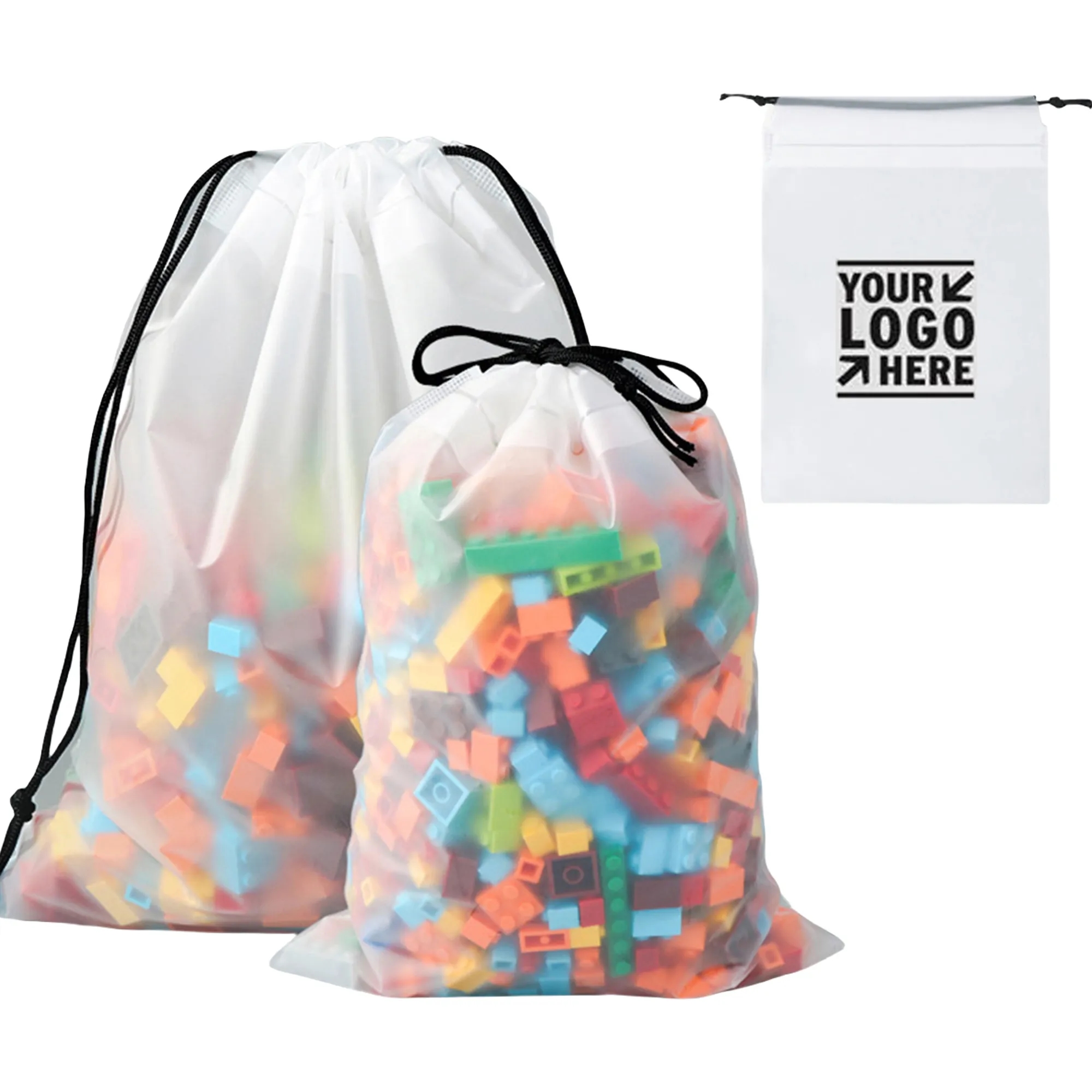 Frosted Transparent Plastic Drawstring Bag 7