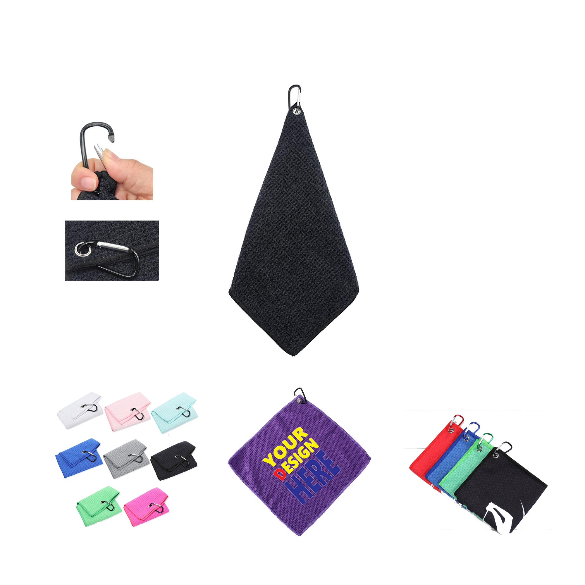 Waffle Golf Towel With Clip 2
