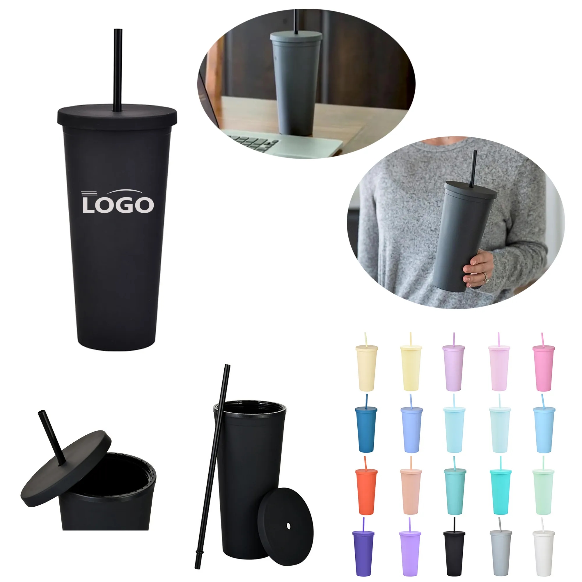 23oz Acrylic Water Cup With Lid And Straw 2