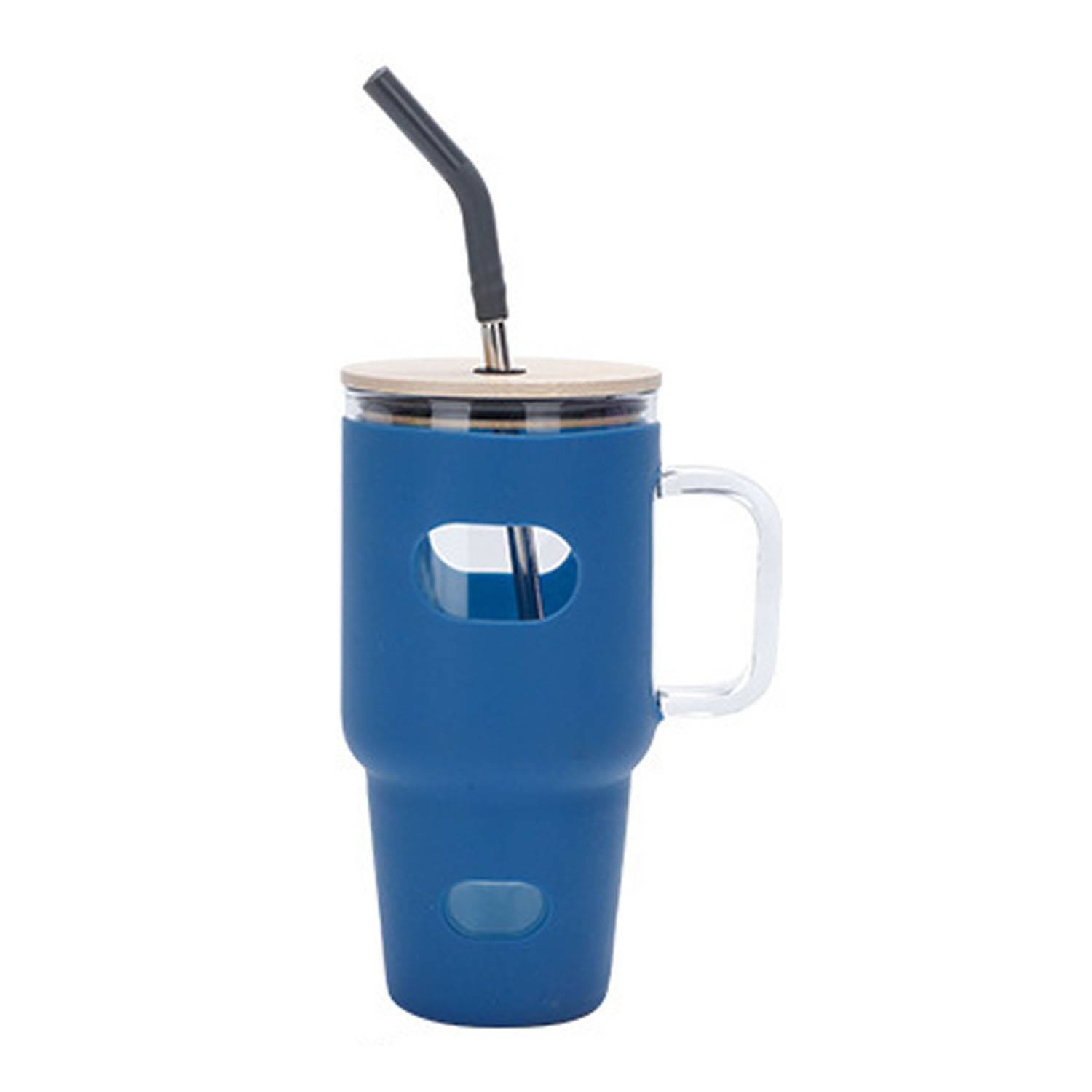 30oz Silicone Glass Straw Cup w/ Handle 4