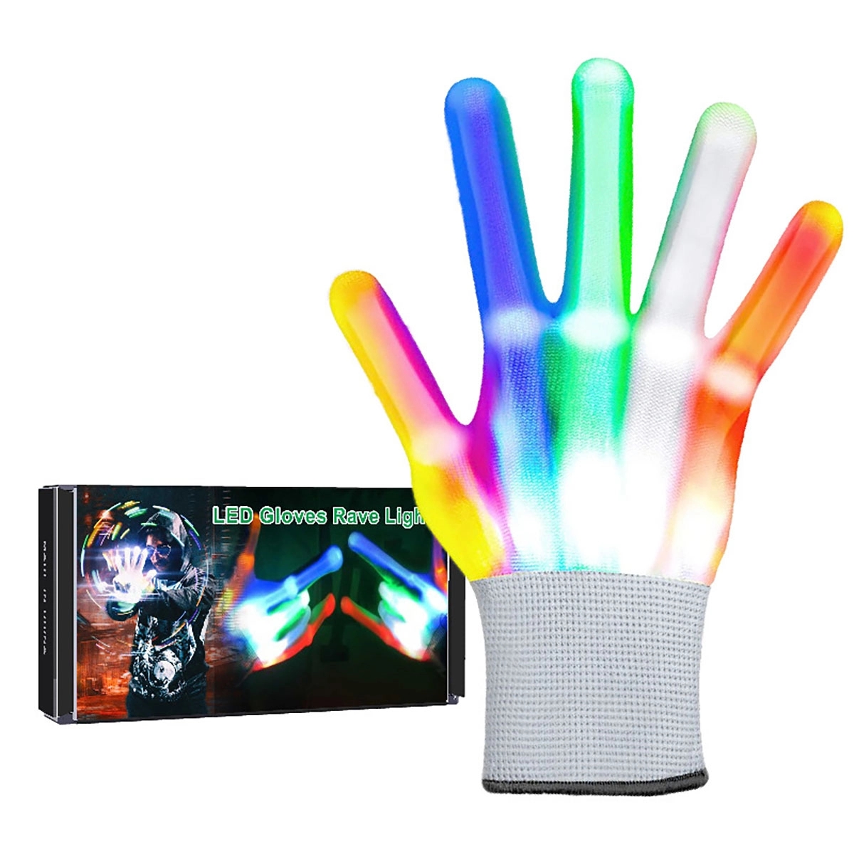 LED Gloves 12 Color Flashing Finger Light Up 1