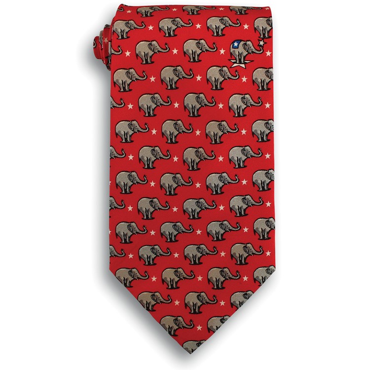 Red Republican Elephant Political Novelty Tie 1