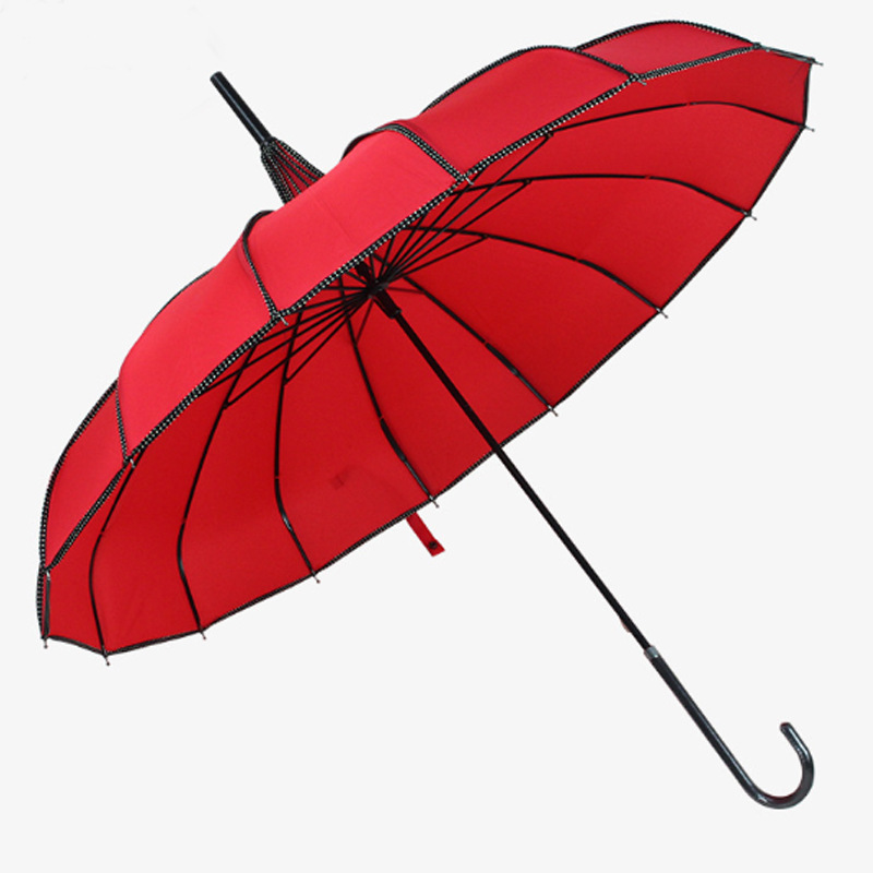 Straight Pole Curved Handle Pagoda Umbrella 9