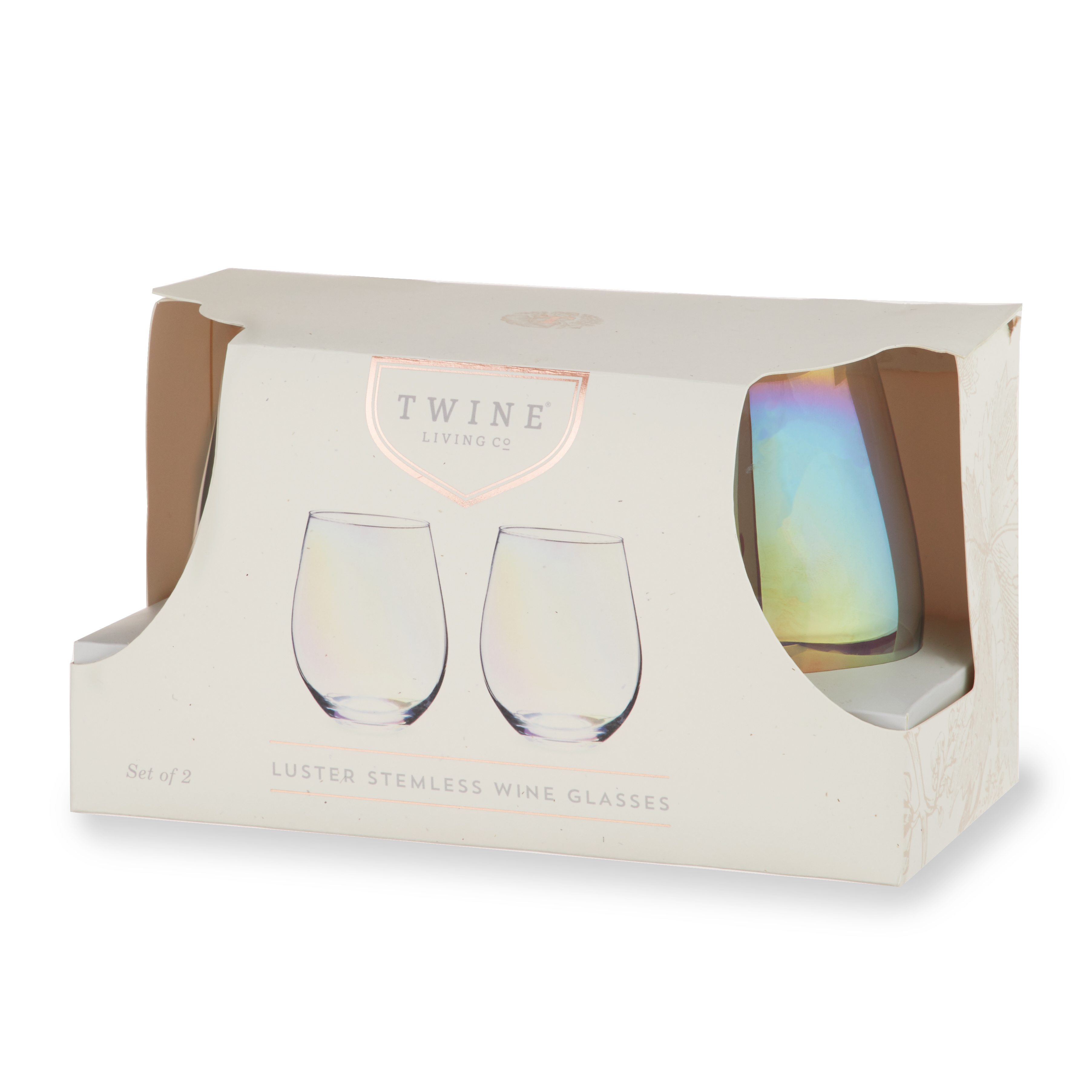 Twine Living® Luster Stemless Wine Glass, set of 2 7