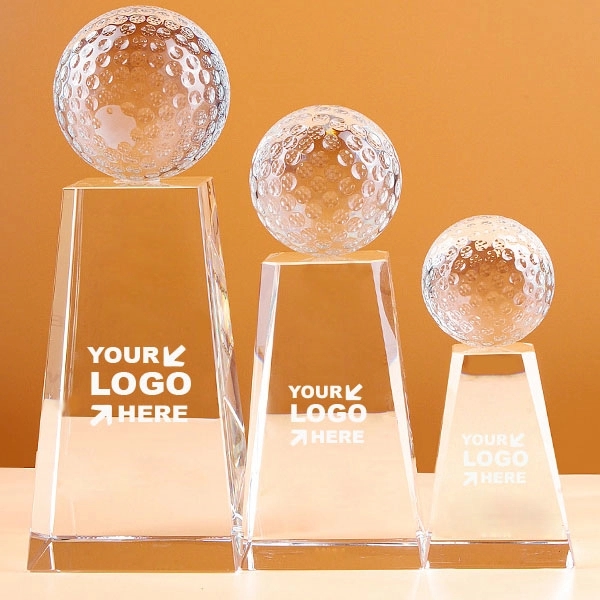 Clear Crystal Golf Trophy 3