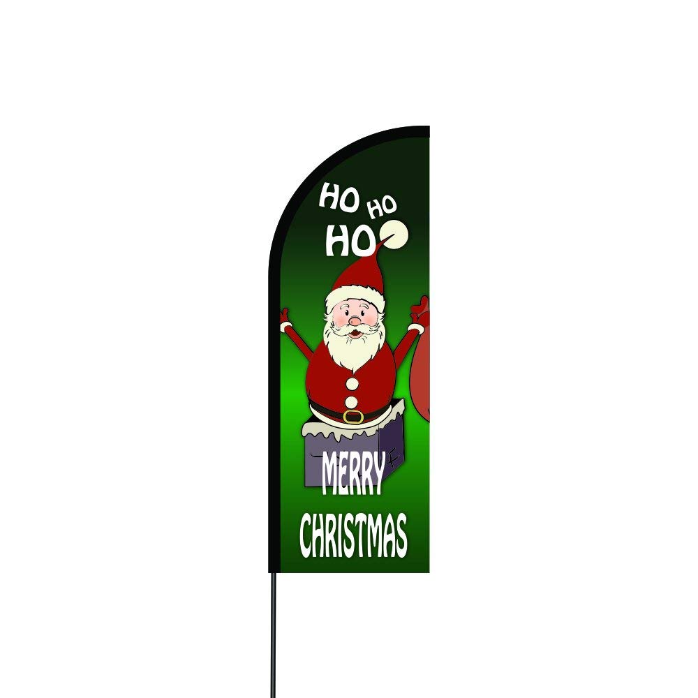 Merry Christmas Flag Kit Hardware 11' Feet Feather Flag Sign Outdoor Banner 1