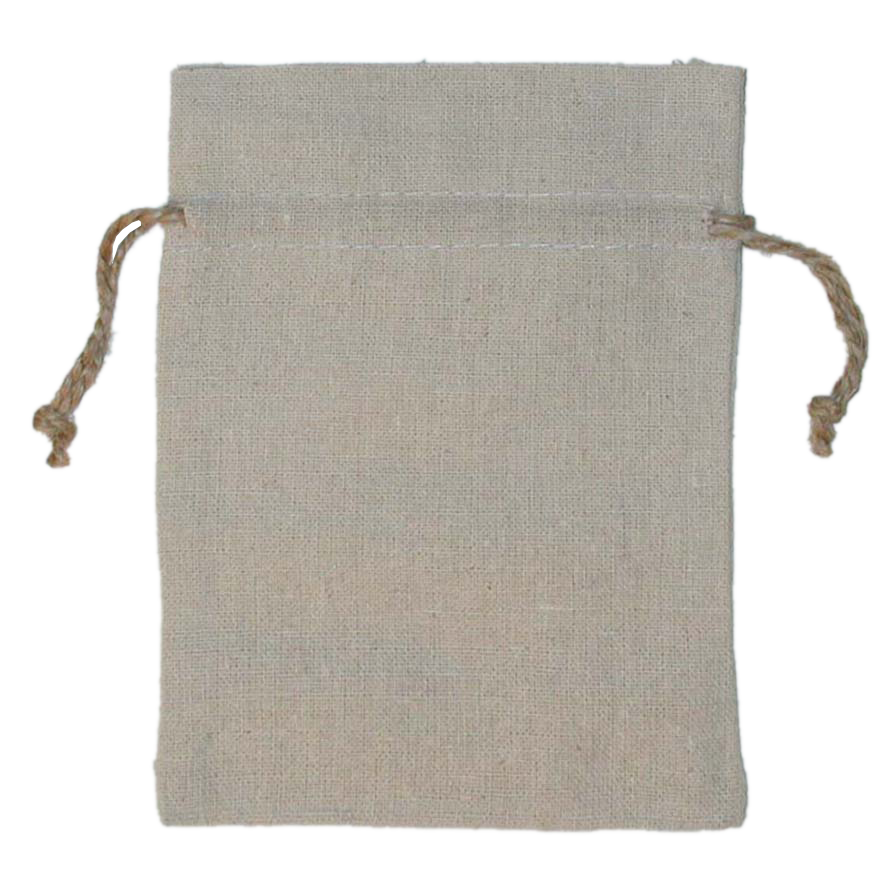 REBEL Rough 100% Natural Cotton Drawstring Bag w hemp drawstring 3x4" (LINEN TEXTURE) 4