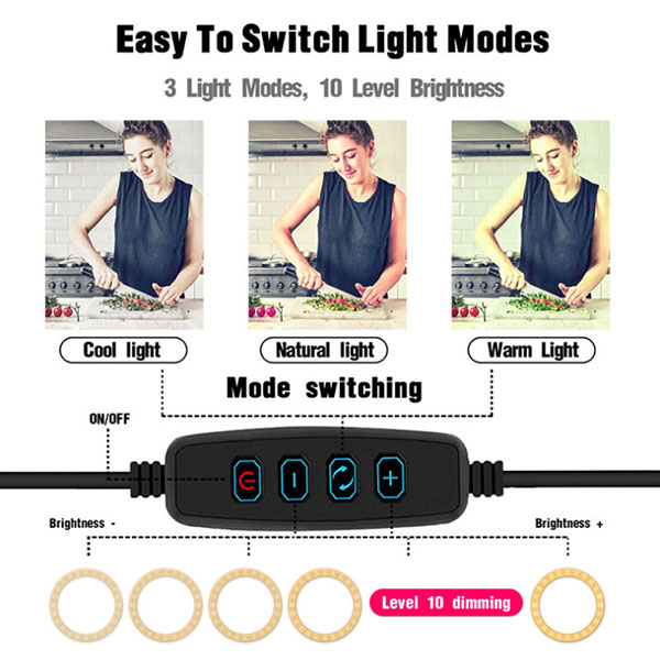 4-in-1 Live Stream Led Light Selfie Ring  Phone Holder Stand 4