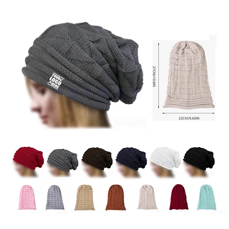 Women Winter Knitted Beanie Soft Warm Slouchy Ski Hat 2