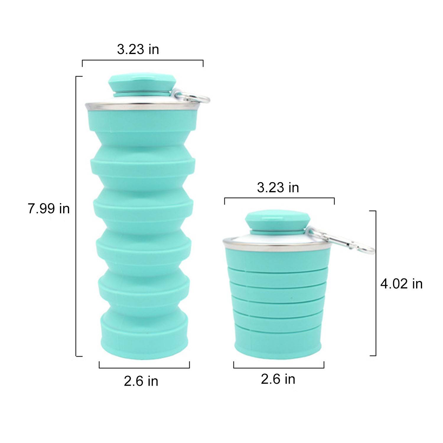 17oz Silicone Portable Collapsible Water Bottle 17