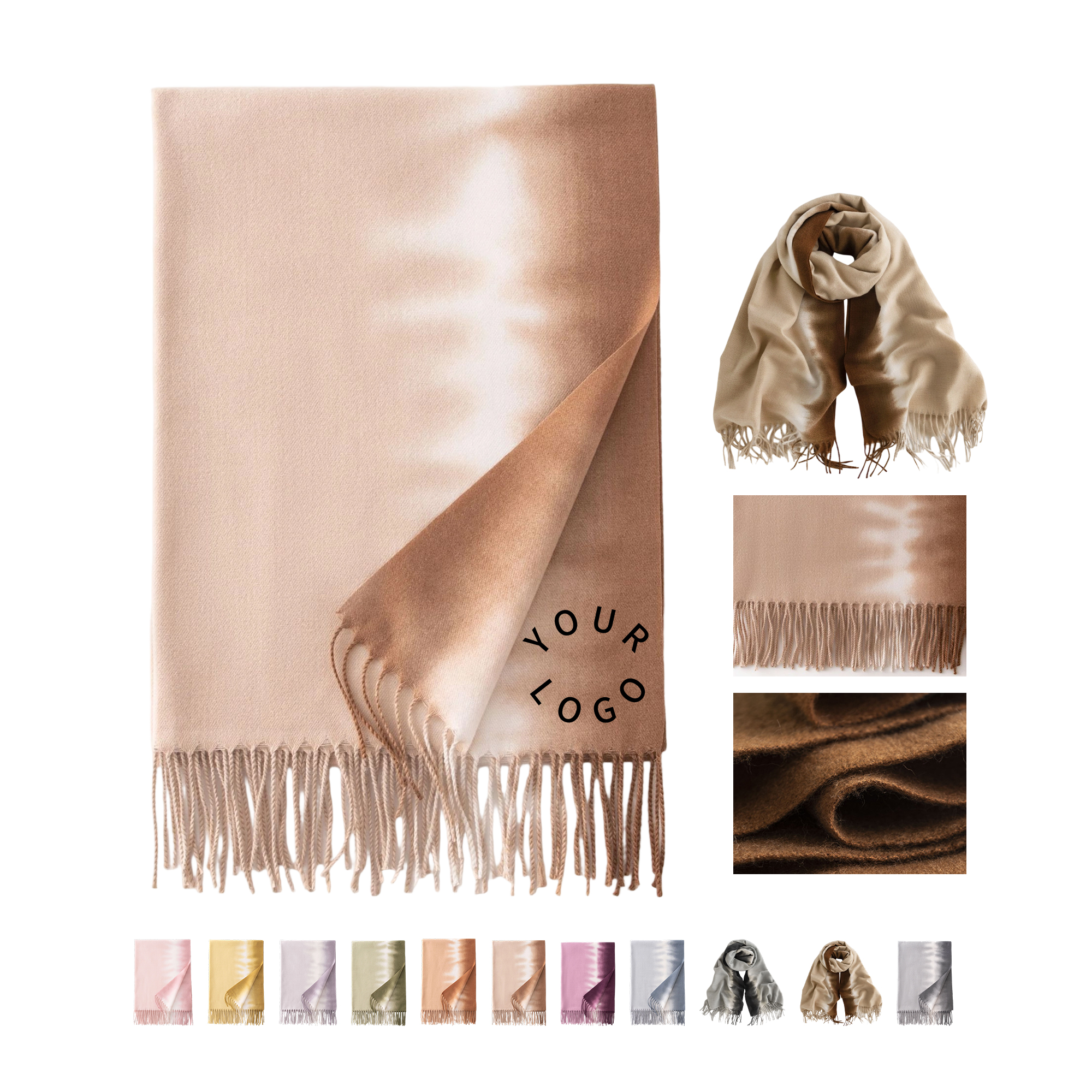 Faux Cashmere Gradient Shawl Scarf 78.8" Length x 25.6" Width 10