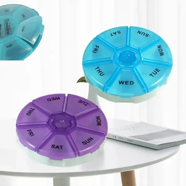 Mini portable round weekly pill storage box 3