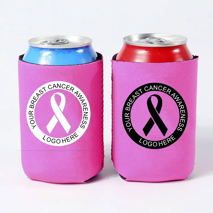 Breast Cancer Awareness Neoprene Can Coolers, custom koozie with logo imprint 4