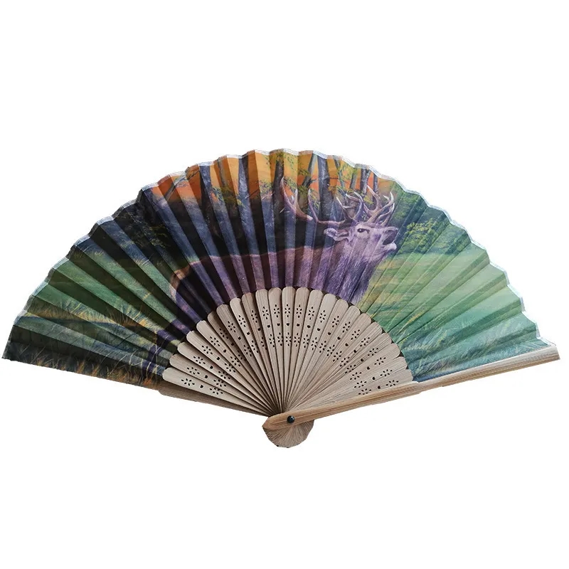 Folding Hand Fan With Bamboo Rib 2