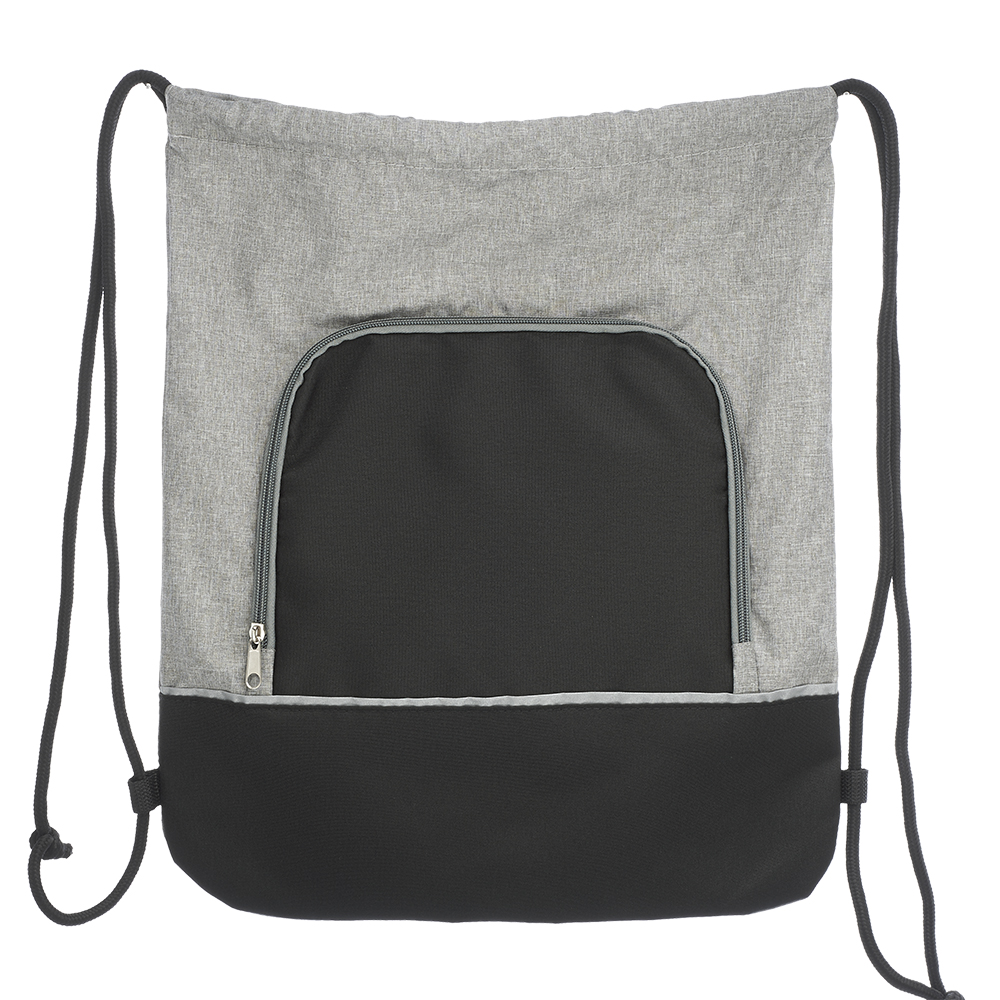 Two Tone Polyester Drawstring Backpack with Reflective Strip 1