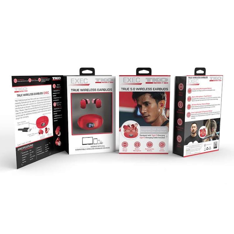 Exec Sport TWS Wireless Earbuds - Red 2