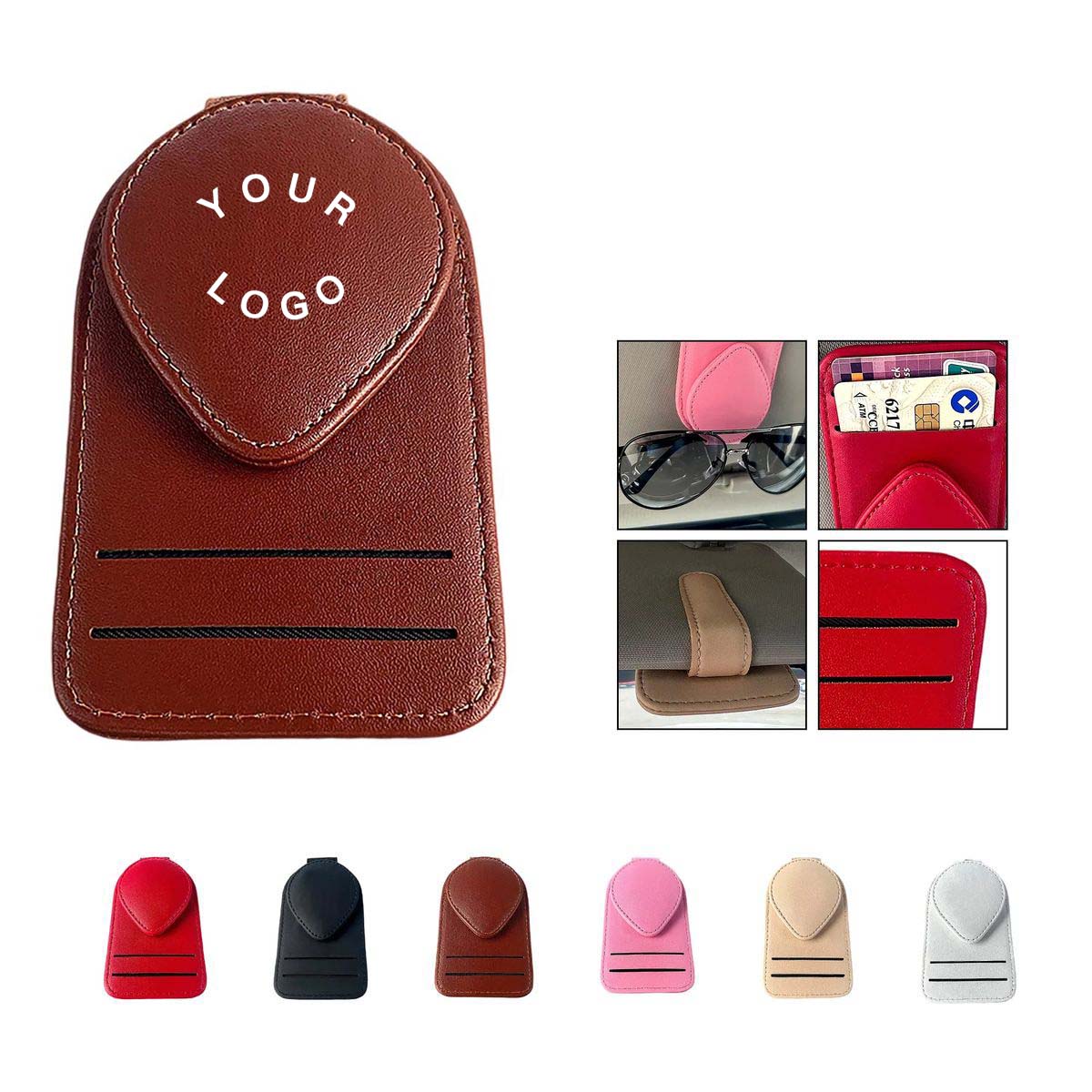 PU Leather Car Visor Sunglass Clip Organizer 8