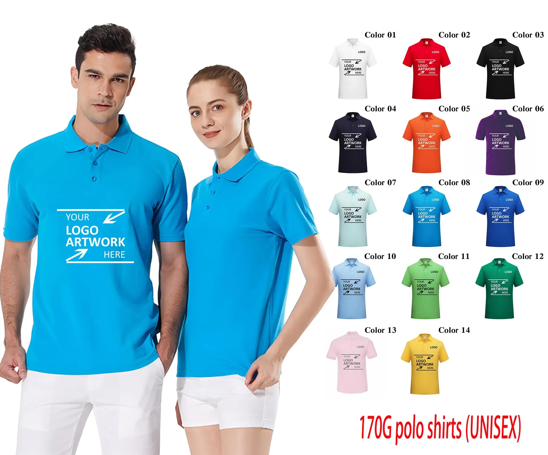 Custom Mens Polo Shirt 170g Cotton Bulk Order Stay Flat Collar Wholesale 4