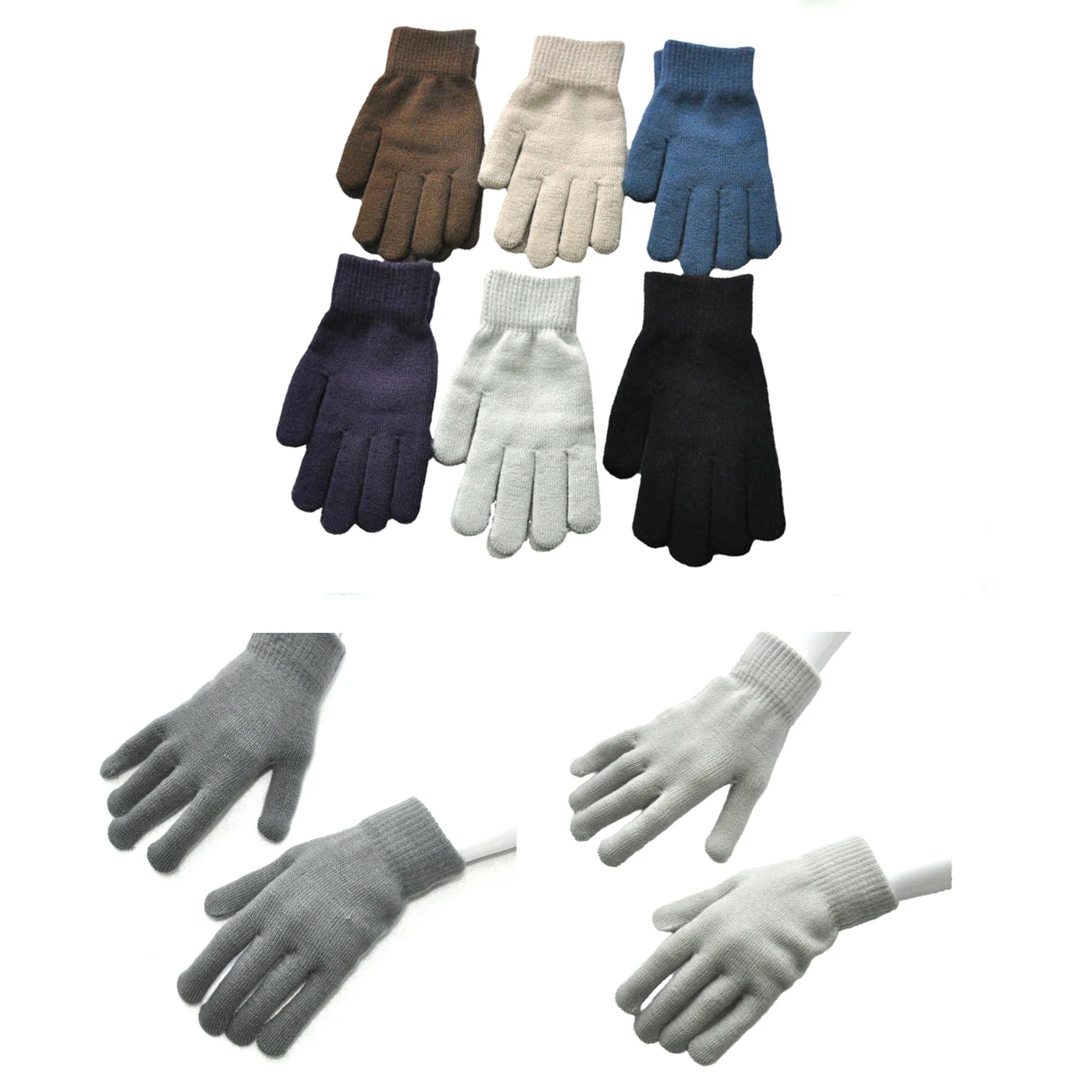 MOQ 50 PCS Winter Solid Color Knitted Gloves 2