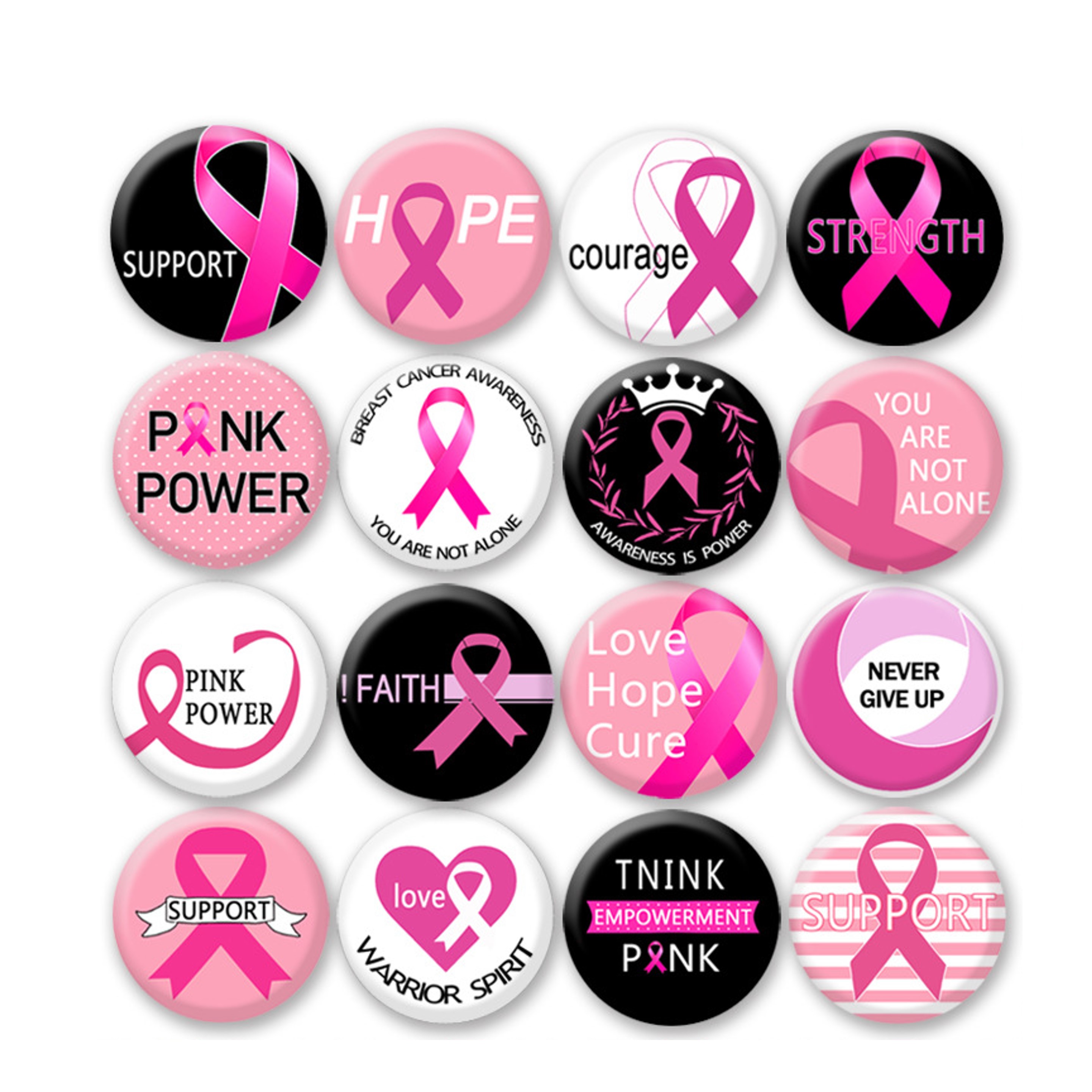 Pink Ribbon Round Button Pin (direct import) 4