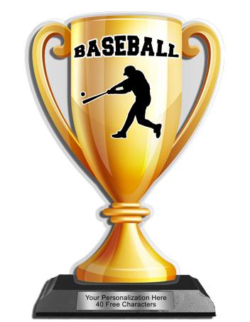 Acrylic Trophy: 6" Cup, Baseball Design, 3x5" Blac 2