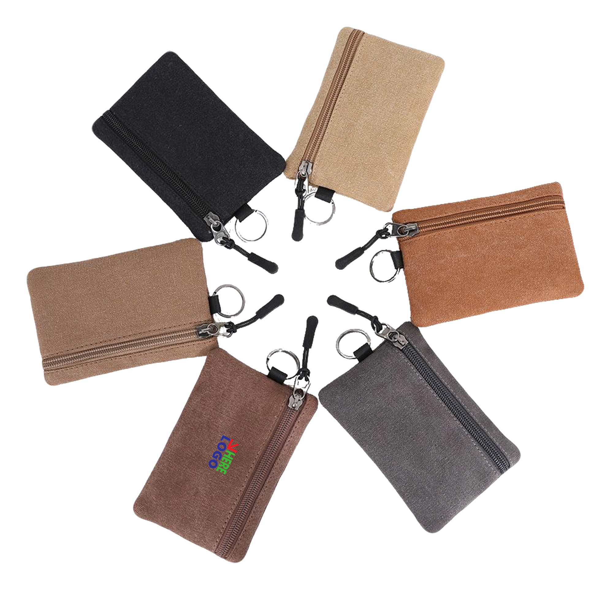 Canvas Coin Purse Lanyard Portable Key Card Bag 2