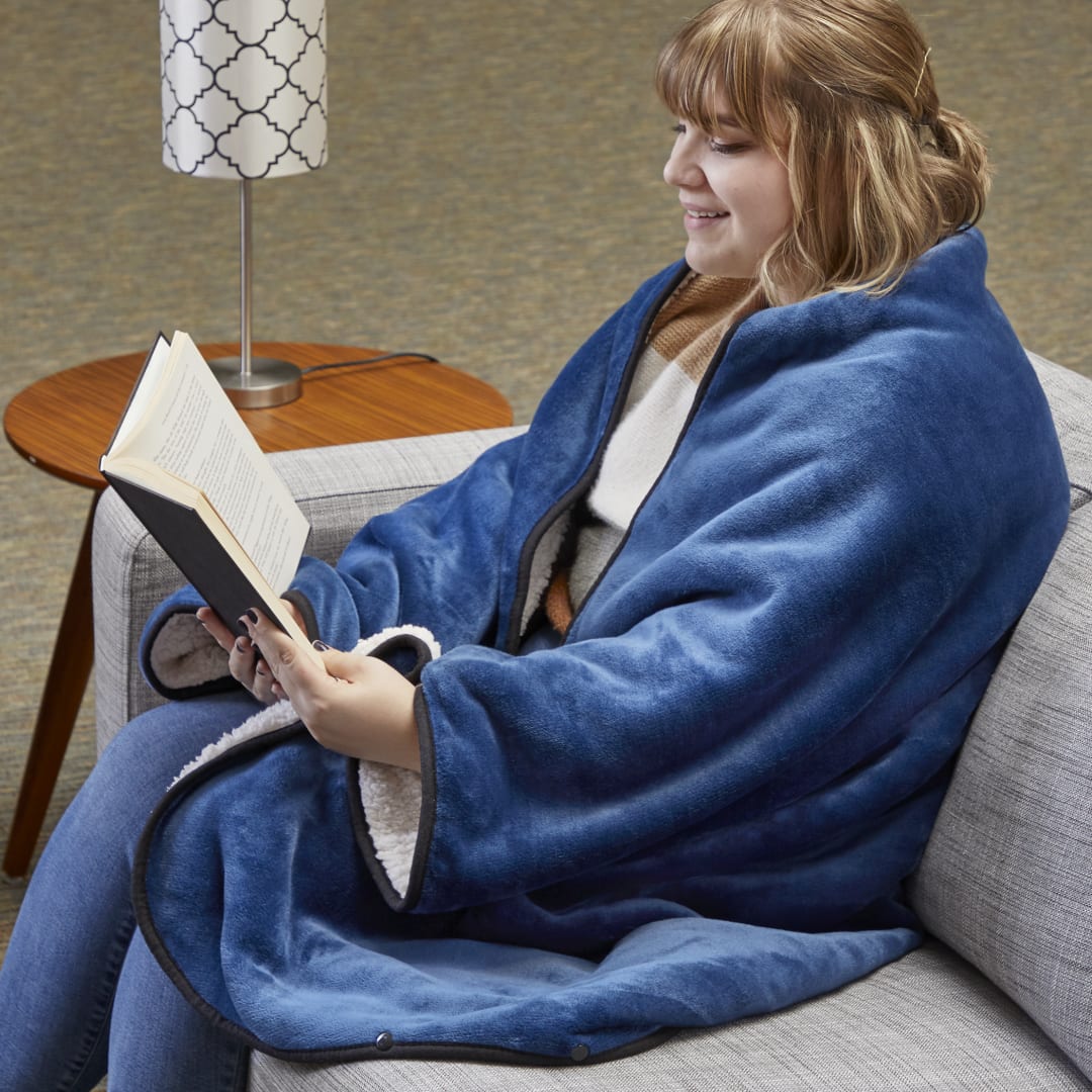 Oversized Wearable WFH Cozy Fleece Sherpa Blanket 19