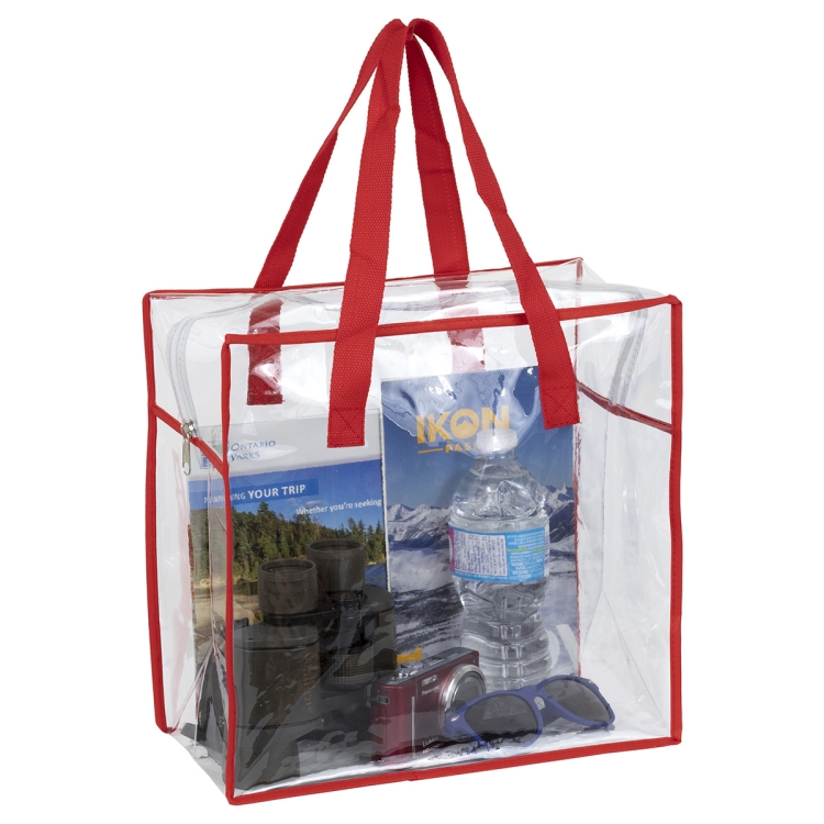 12"W x 12"H x 6"Gusset – "ARETE" Clear Vinyl Stadium Compliant Tote Bag with Zipper 1