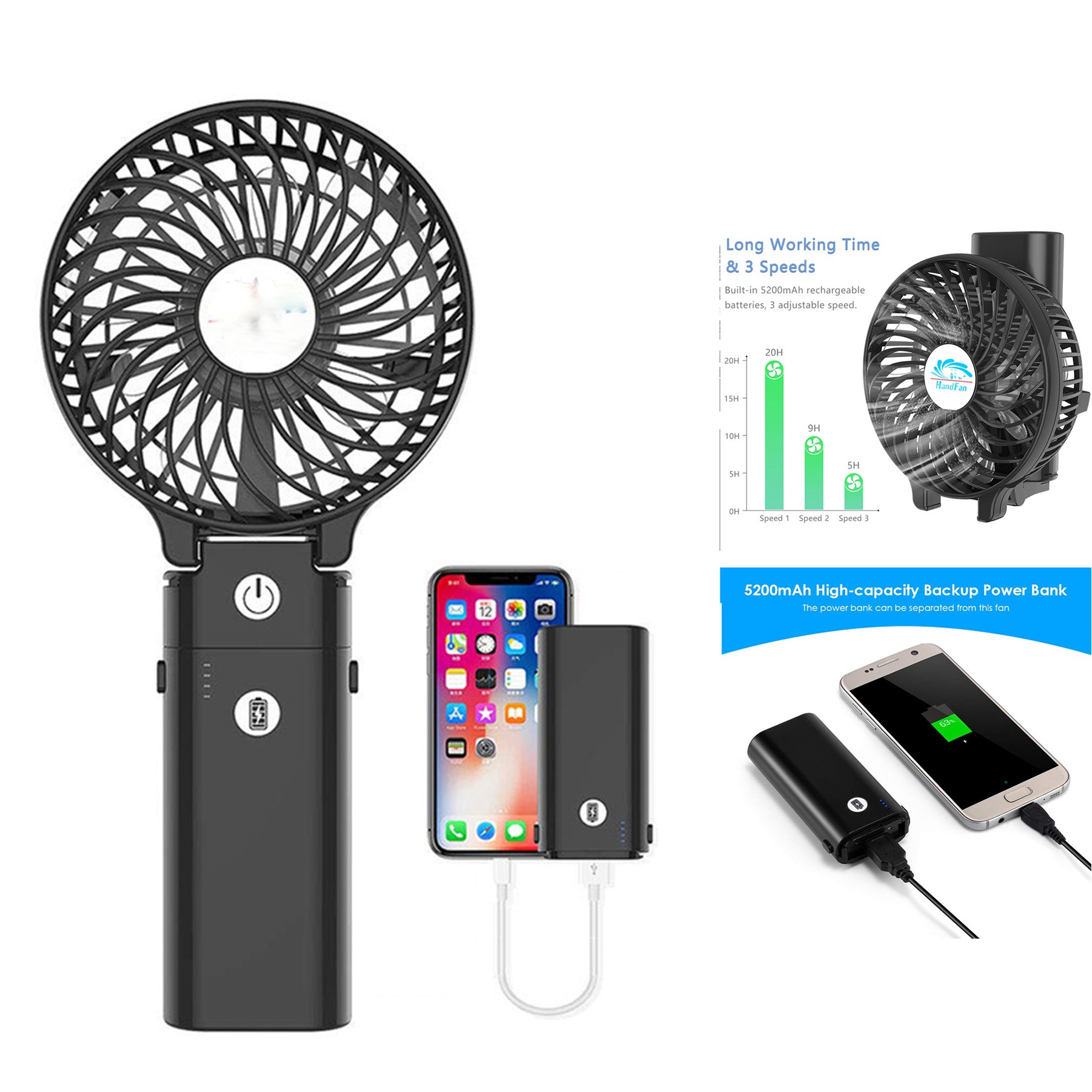 5200 mAh Foldable Mini Fan With Portable Charger 3