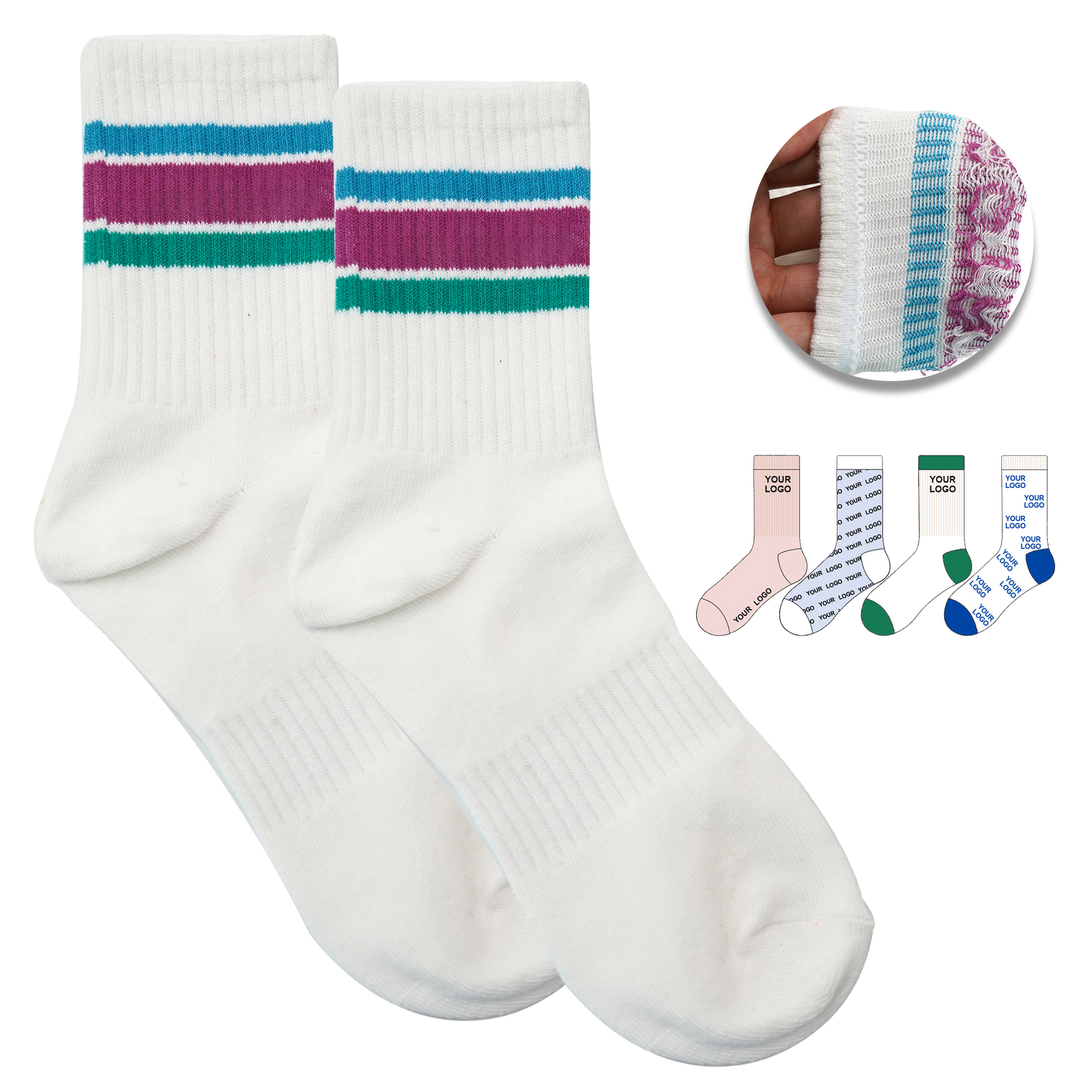 Custom Cotton Socks with Striped Design 5