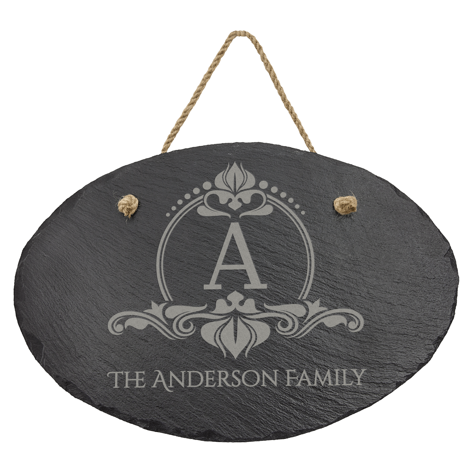 11 3/4" x 7 3/4" Oval Slate Decor with Hanger String 2