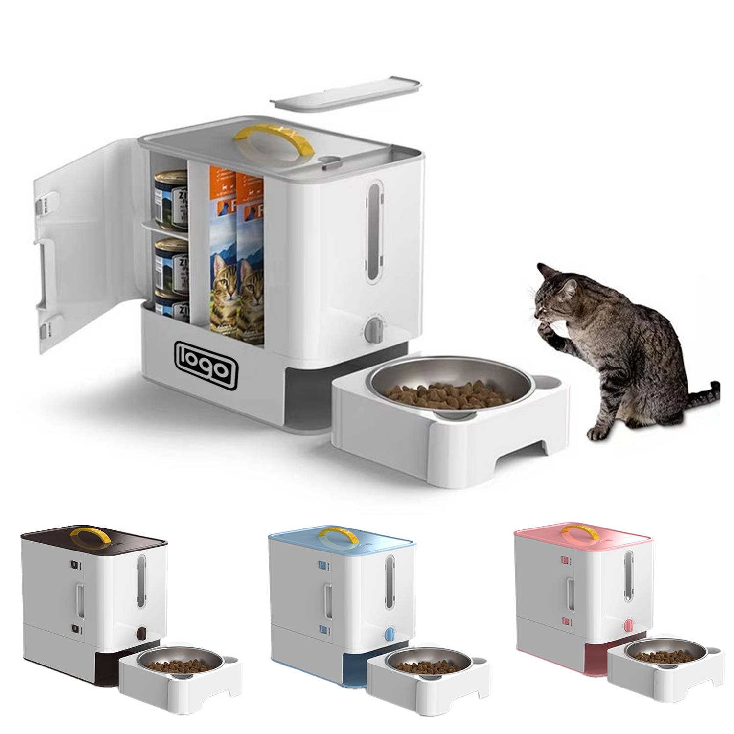Pet Food Storage Container Dispenser w/ Removable Bowl 5