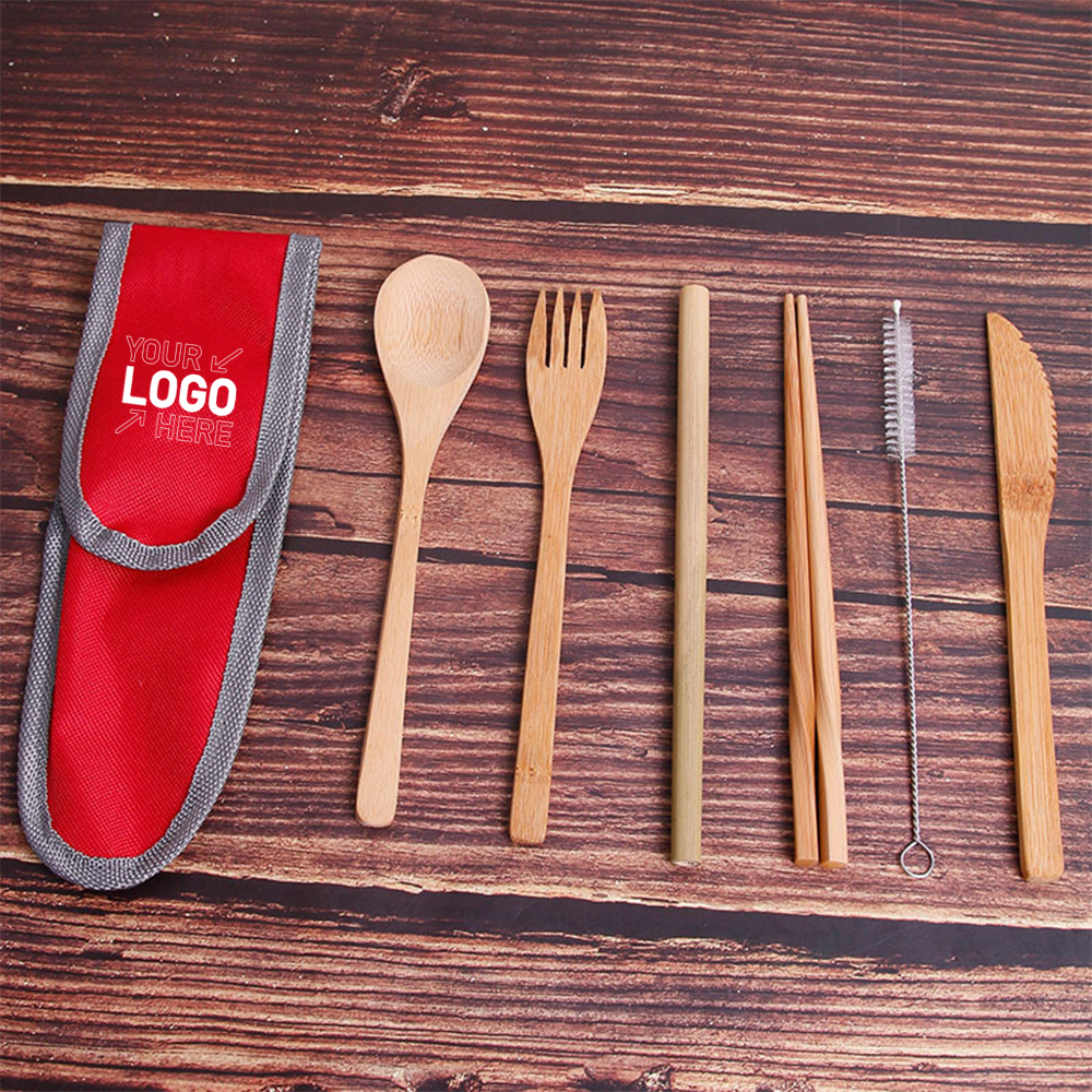 Bamboo Travel Tableware Set With Carrying Case 8
