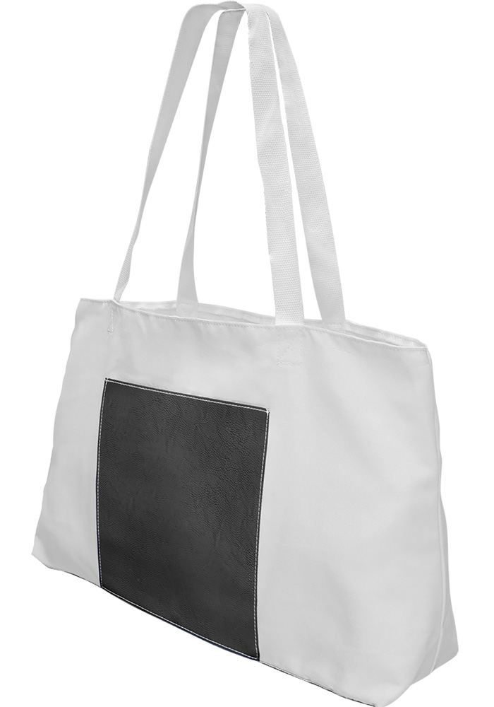 Black & Silver Laserable Leatherette Gusset Bag. 7