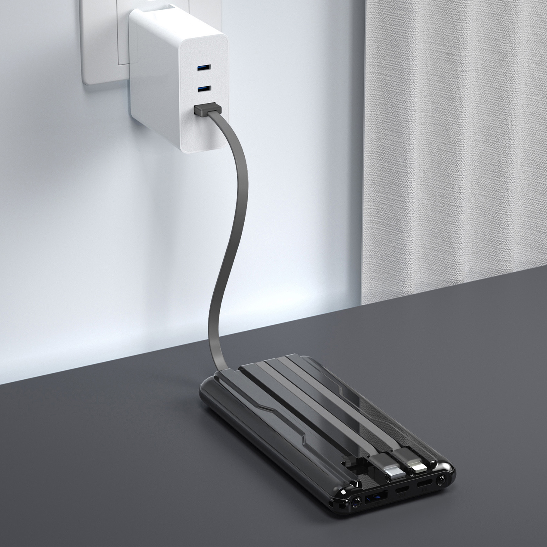 10,000mAh Power Bank With Built-In Charging Cables 5