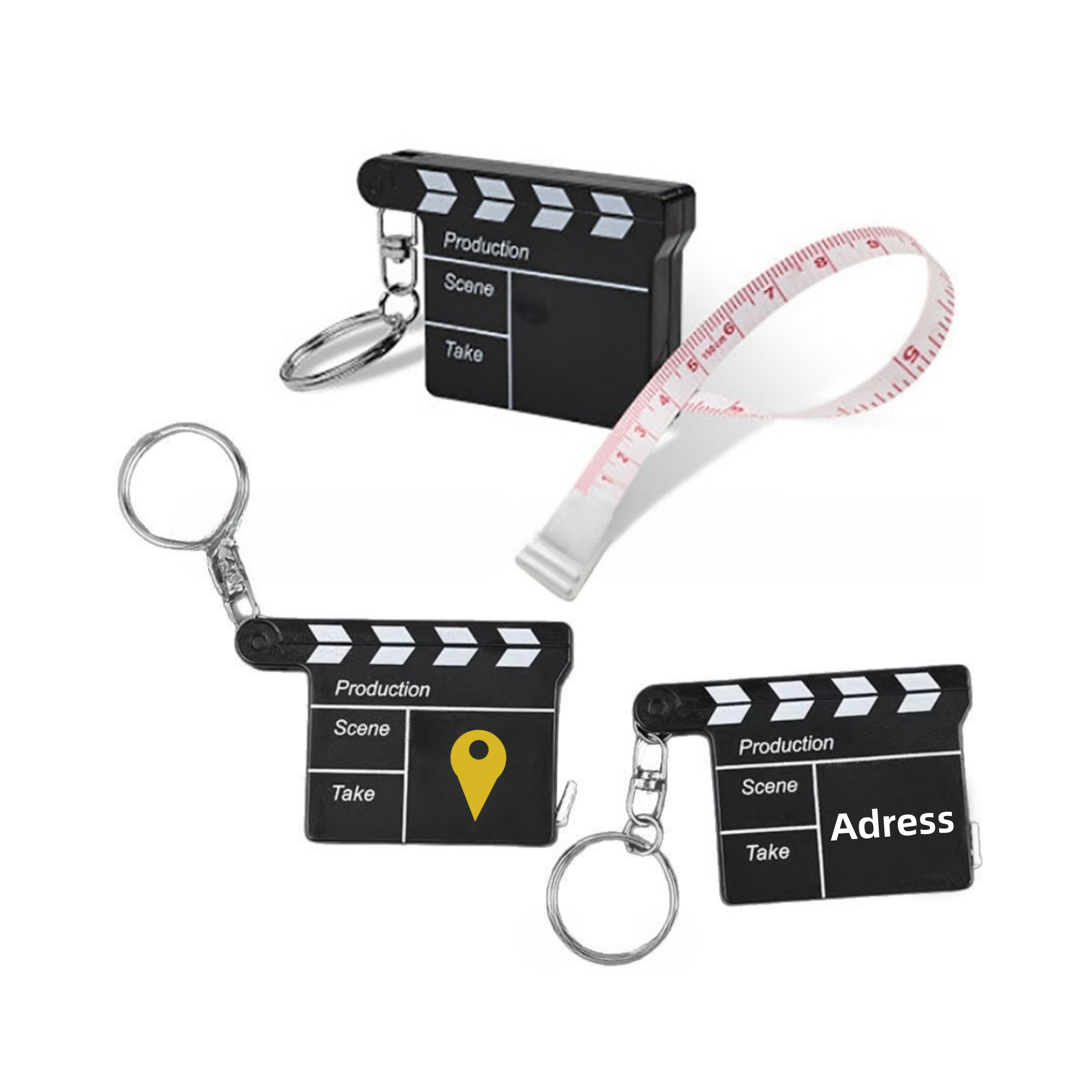 Portable Film Shooting Shapes Tape Measure Keychain 4