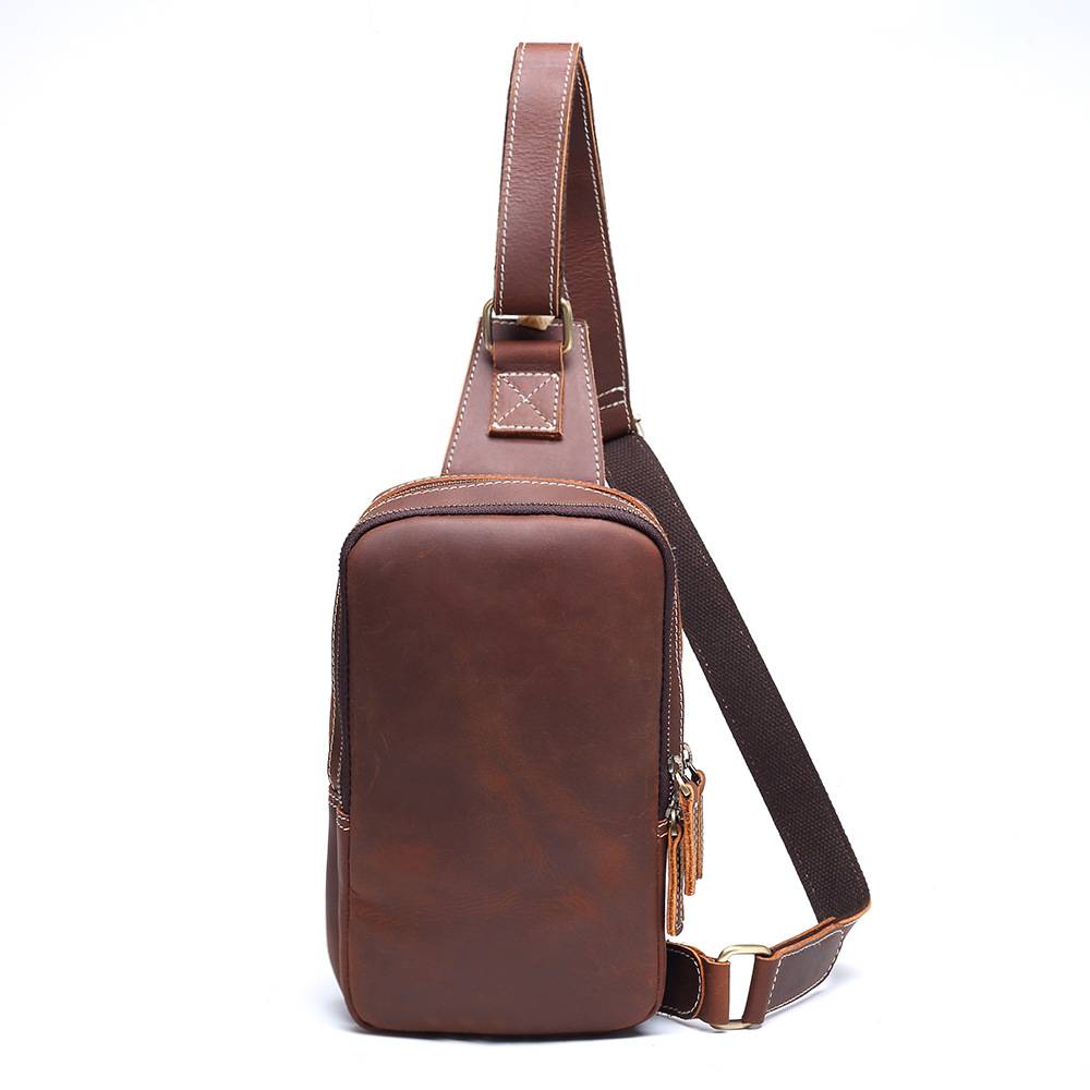 Genuine Leather Diagonal Shoulder Bag For Men 2