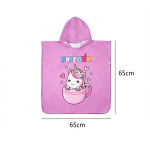 Kids Microfiber Summer Beach Poncho Cape Towel 3