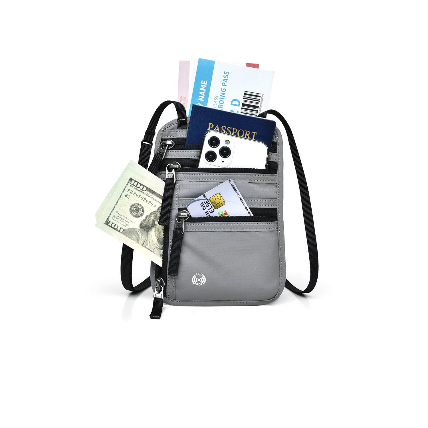 RFID Blocking Neck Wallet Travel Pouch 4