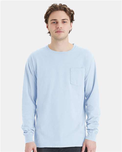 Unisex Garment-Dyed Long Sleeve T-Shirt With a Pocket - GDH250 25