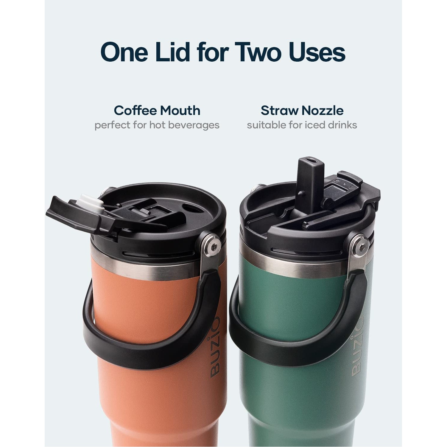 30 oz Tumbler with Handle, Insulated Water Tumbler with 2-in-1 Lid and Straw, Stainless Steel Double 3