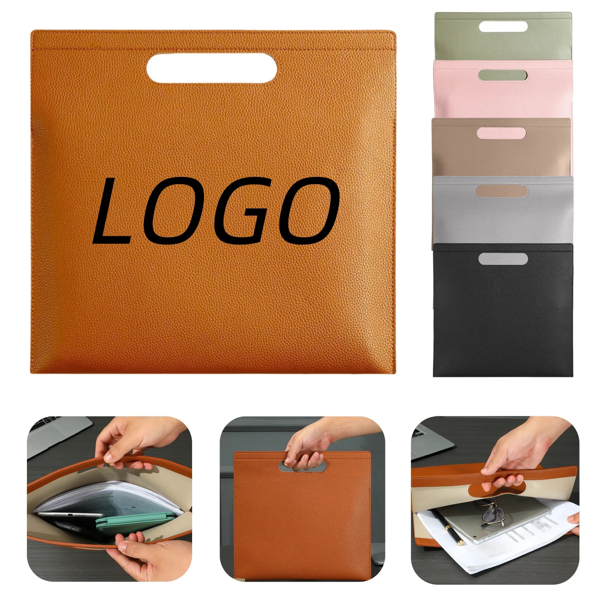 A4 Large Capacity Leather Handheld Document Bag 2