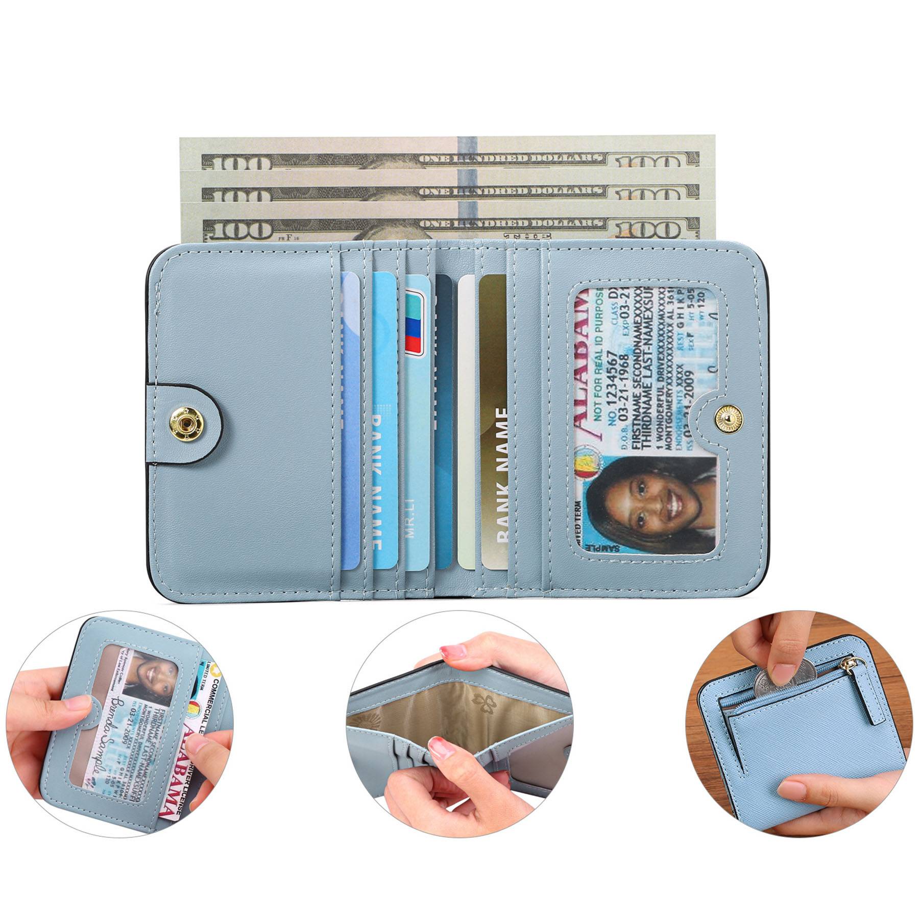PU leather Coin Purse Wallet RFID Money Clip 3