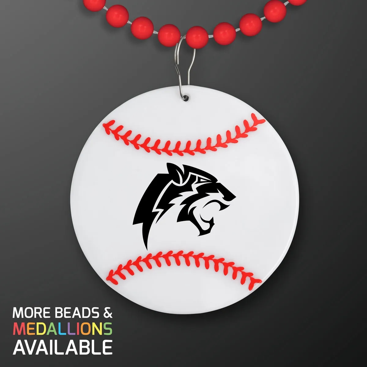 Baseball Medallion with Beaded Necklace (Non Light Up) 27