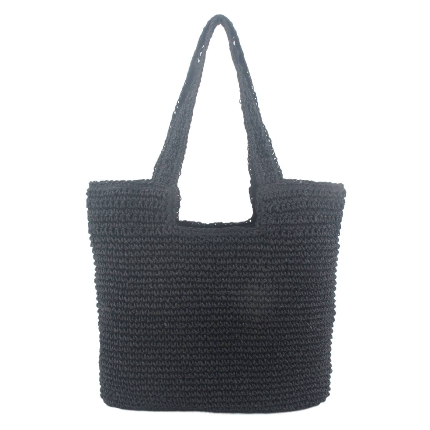 Handwoven Paper Rope Beach Tote Bag w/ Polyester Lining 3