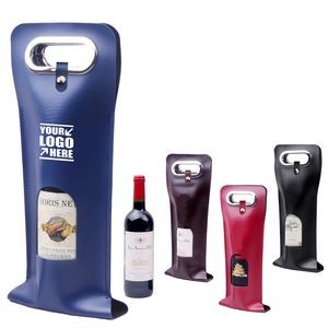 Buckled PU Leather Wine Bag With Window And Metal Handles 6