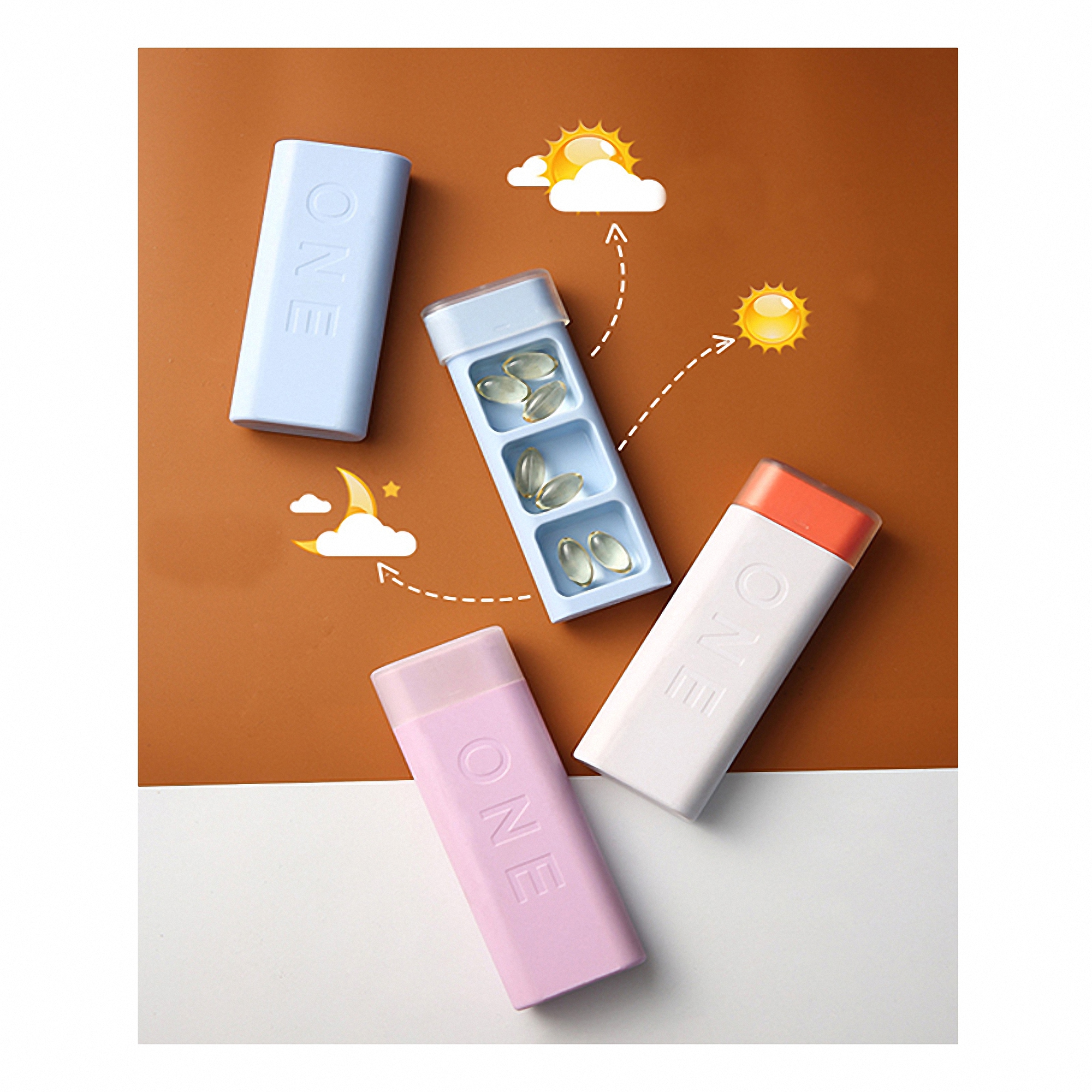 Daily 3-Compartment Square Pill Organizer 5