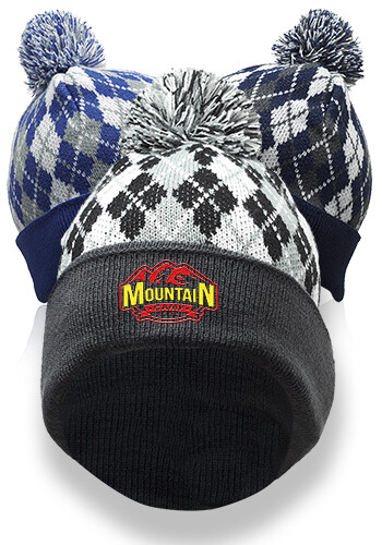 Diamond Pattern Knitted Pompom Beanies