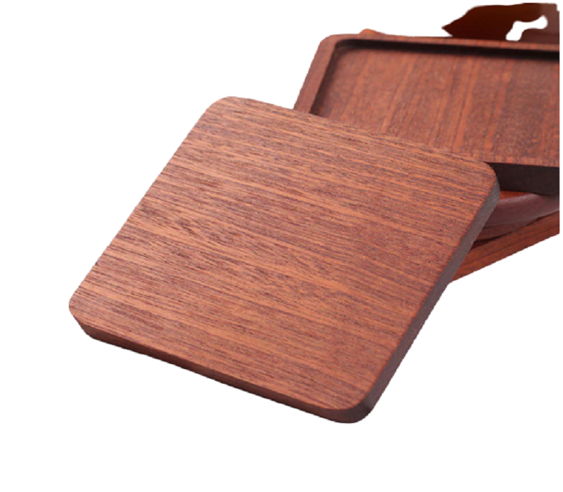 Ebony Wood Coaster with Cork Backing - Flat style 2